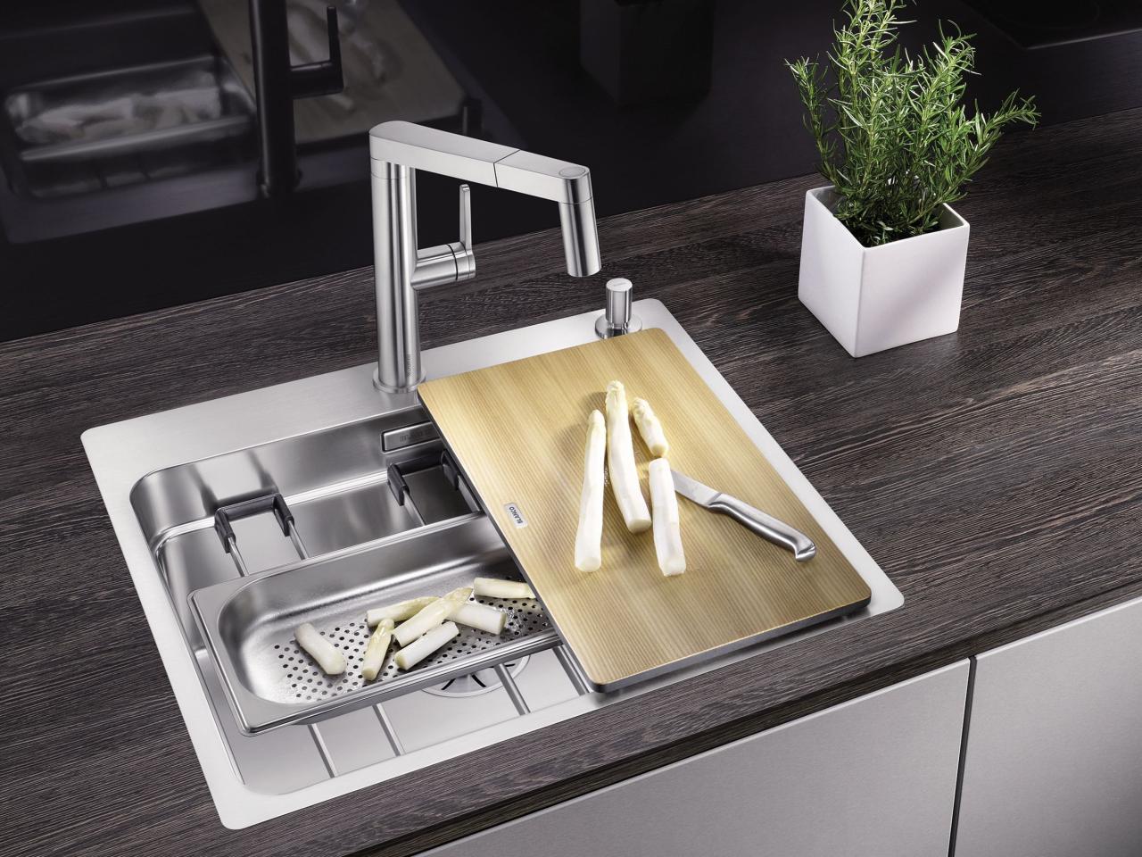 Blanco ETAGON Edelstahl mit Schneidbrett, Resteschale und Topfschienen