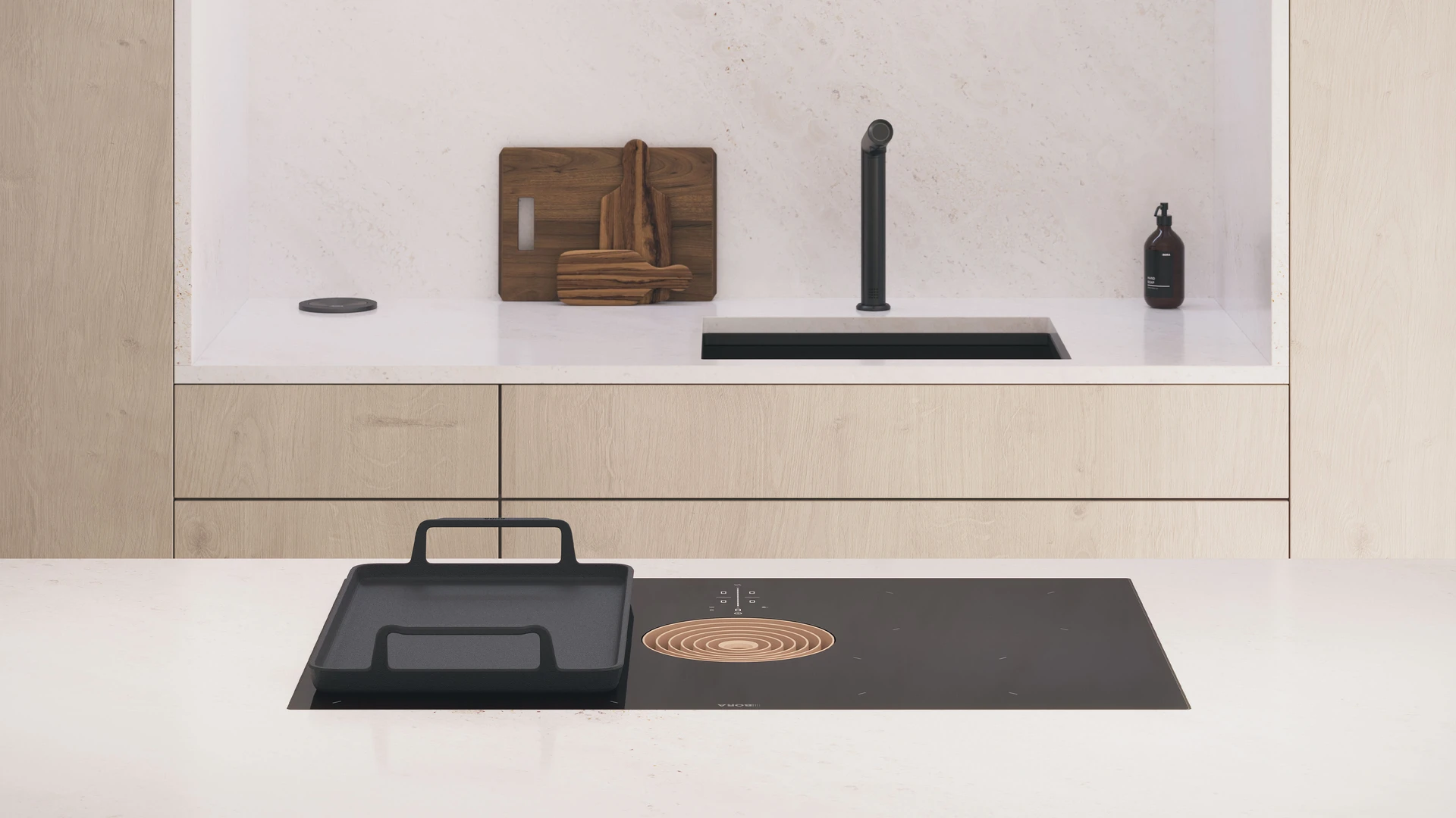 Bora M Pure in heller minimalistischer Küche