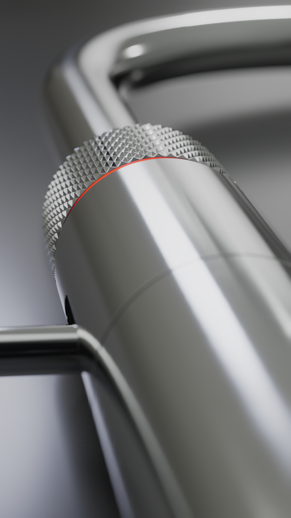 Quooker Armatur Detail in Chrome mit Dreh-Drück-Mechanismus